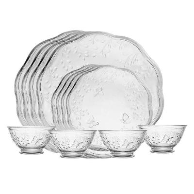 Aparelho de Jantar New Butterfly 12 Peças Cristal Ecológico para Mesa Posta Transparente Lyor