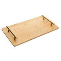 Bandeja De Bambu Com Alça De Metal Dourada 39 X 21 Cm Seattle Wolff - 1
