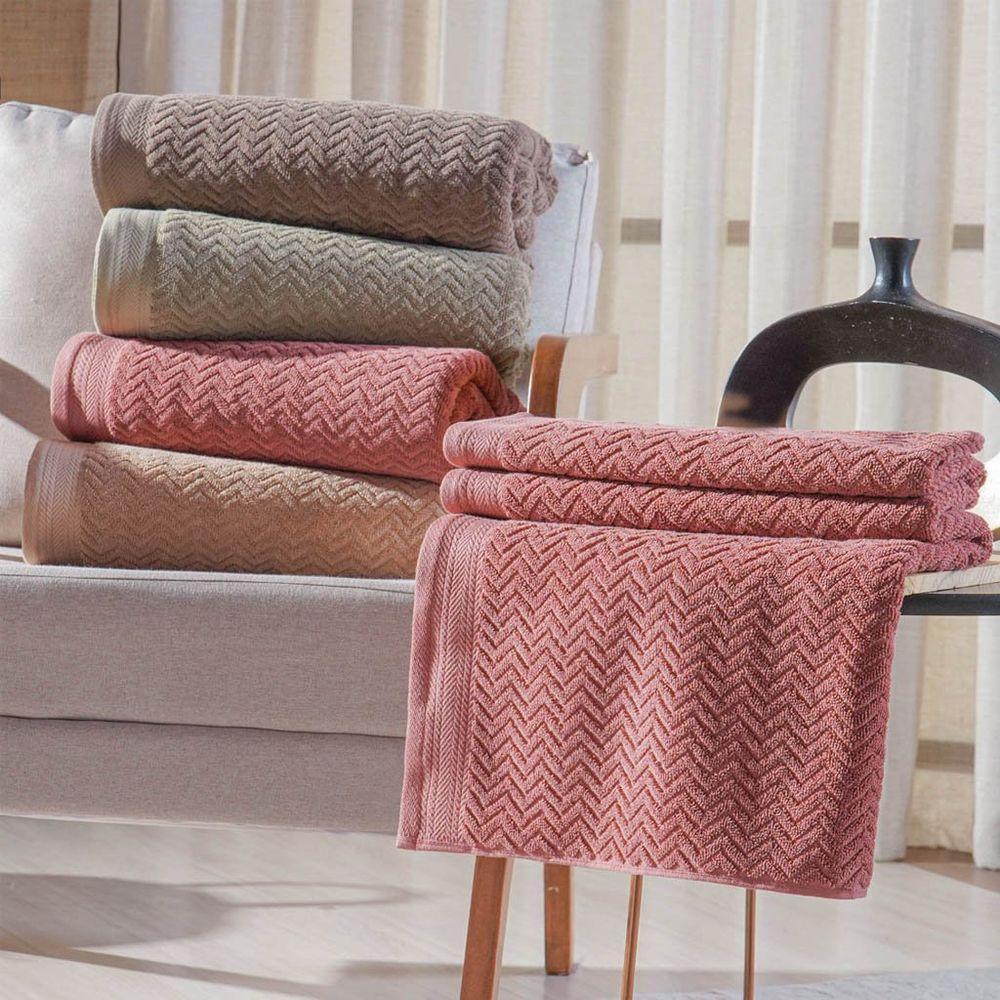Toalha De Banho Dubai 100% Algodão 450g-m² 70x140cm Tessi Rosa - 4
