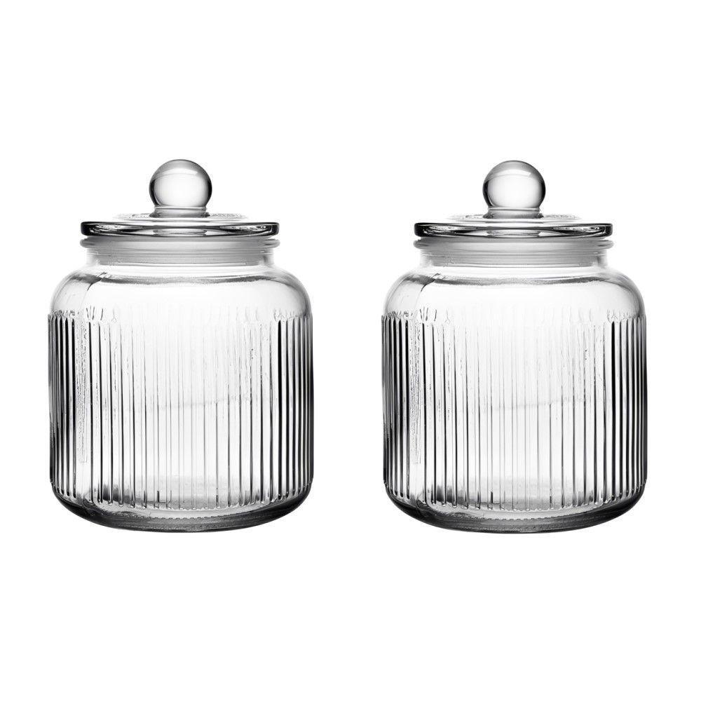 Conjunto De 2 Potes Herméticos De Vidro Canelado 900 Ml Essência Lyor - 1