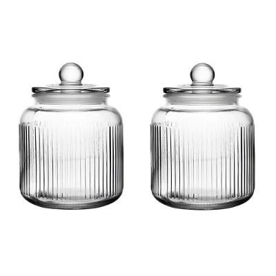 Conjunto De 2 Potes Herméticos De Vidro Canelado 900 Ml Essência Lyor