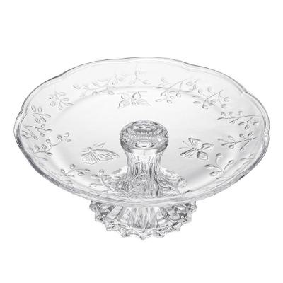 Prato Para Bolo 27 Cm De Cristal Com Pé New Butterfly Lyor