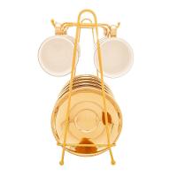 Conjunto De Xícara De Café 6 Peças De Porcelana Com Suporte Versa Dourado-branco 90 Ml Wolff - 3