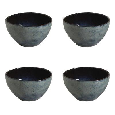 Conjunto de Cumbucas Orgânico Titanium Cerâmica Stoneware Resistente a Micro-ondas Azul Porto Brasil