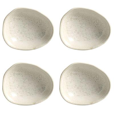 Conjunto de Cumbucas Oval Orgânico Vanilla 4 Peças Cerâmica Stoneware Bege Porto Brasil