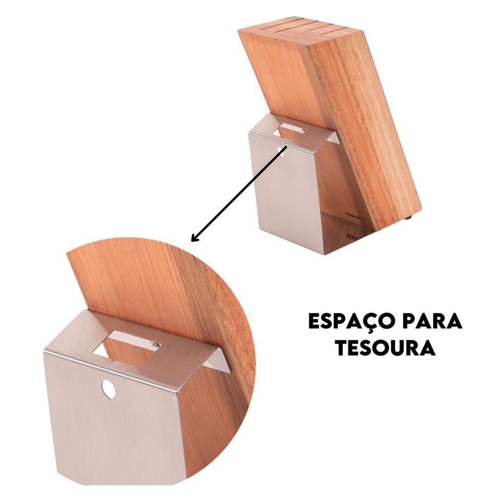 Cepo De Madeira Com Inox Para Facas Universal Kort Domama - 5