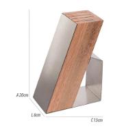 Cepo De Madeira Com Inox Para Facas Universal Kort Domama - 3