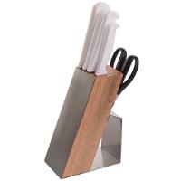 Cepo De Madeira Com Inox Para Facas Universal Kort Domama