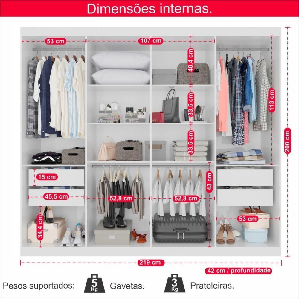 Guarda-roupa Casal 100% Mdf 8 Portas E 4 Gavetas Herrera Branco - 8