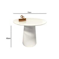 Mesa De Canto Cone Laqueado Com Tampo Vidro 70cm Branco 60cm - 2