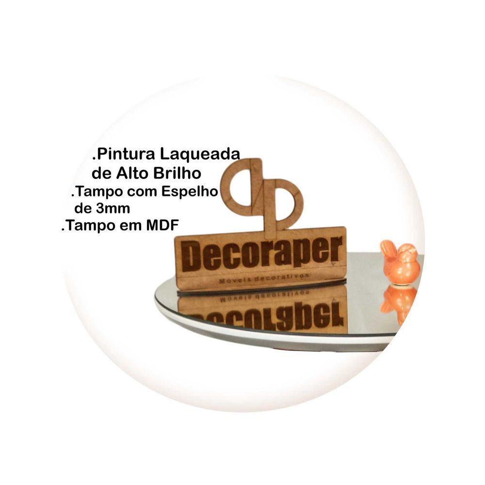 Mesa De Canto Pés Palito Amadeirado Com Tampo Espelhado 50cm Branco 60cm - 3