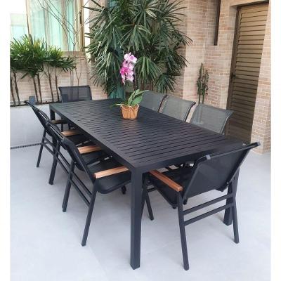 Jogo De Mesa Ripada Alumínio 8 Cadeiras Nossakasa De Jardim Piscina Jantar