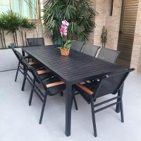 Jogo De Mesa Ripada Alumínio 8 Cadeiras Nossakasa De Jardim Piscina Jantar - 7