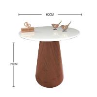 Mesa De Canto Cone Amadeirado Com Tampo Vidro 60cm Branco 70cm - 2