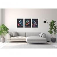 Quadro Decorativo Astronauta Tocando Bateria Rock Com Moldura Branco - 3