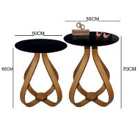 Kit Mesa De Canto Cebola Com Vidro 50cm Preto - 2