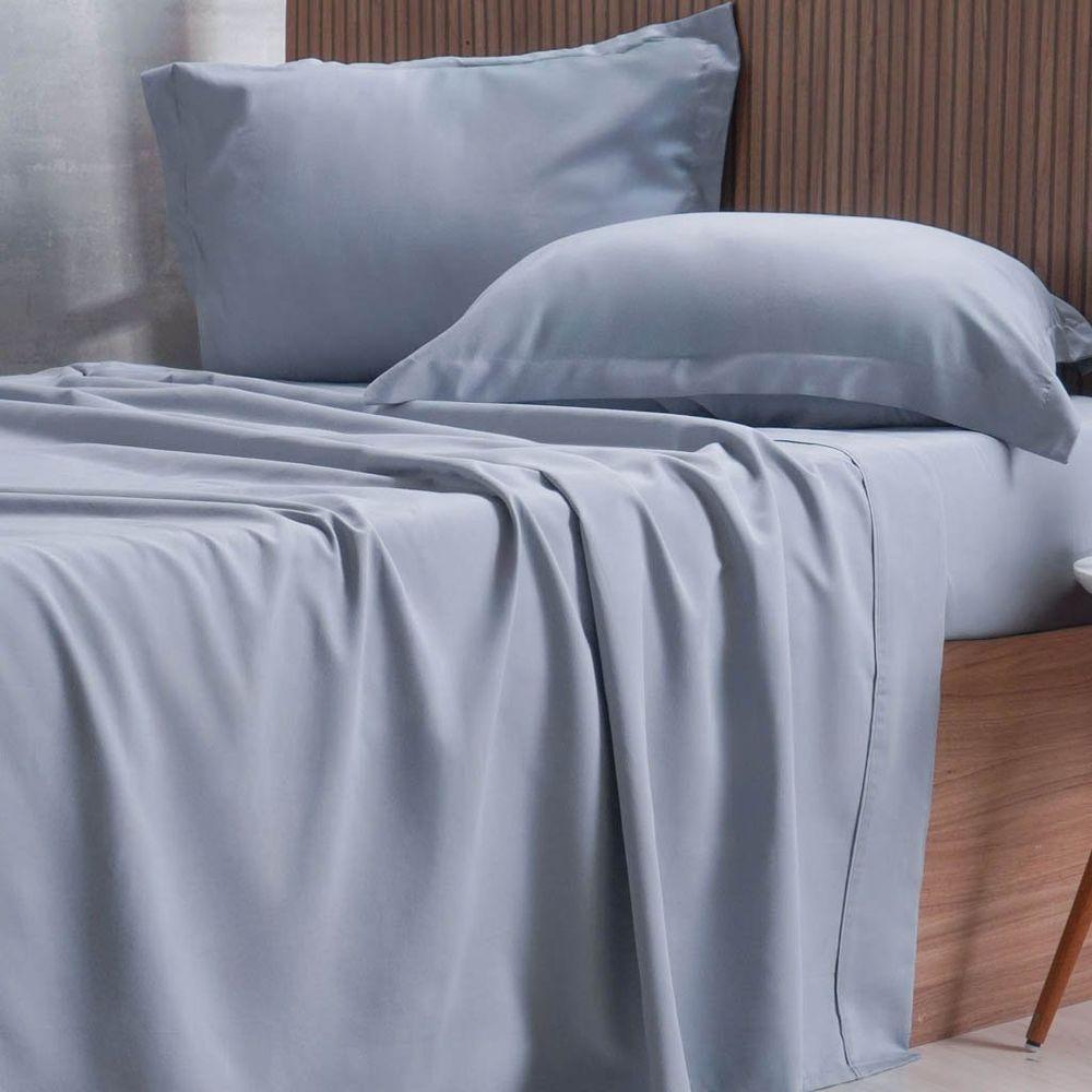 Jogo De Cama Casal 4 Pçs 1000 Fios Toque Acetinado Tessi Cinza - 2