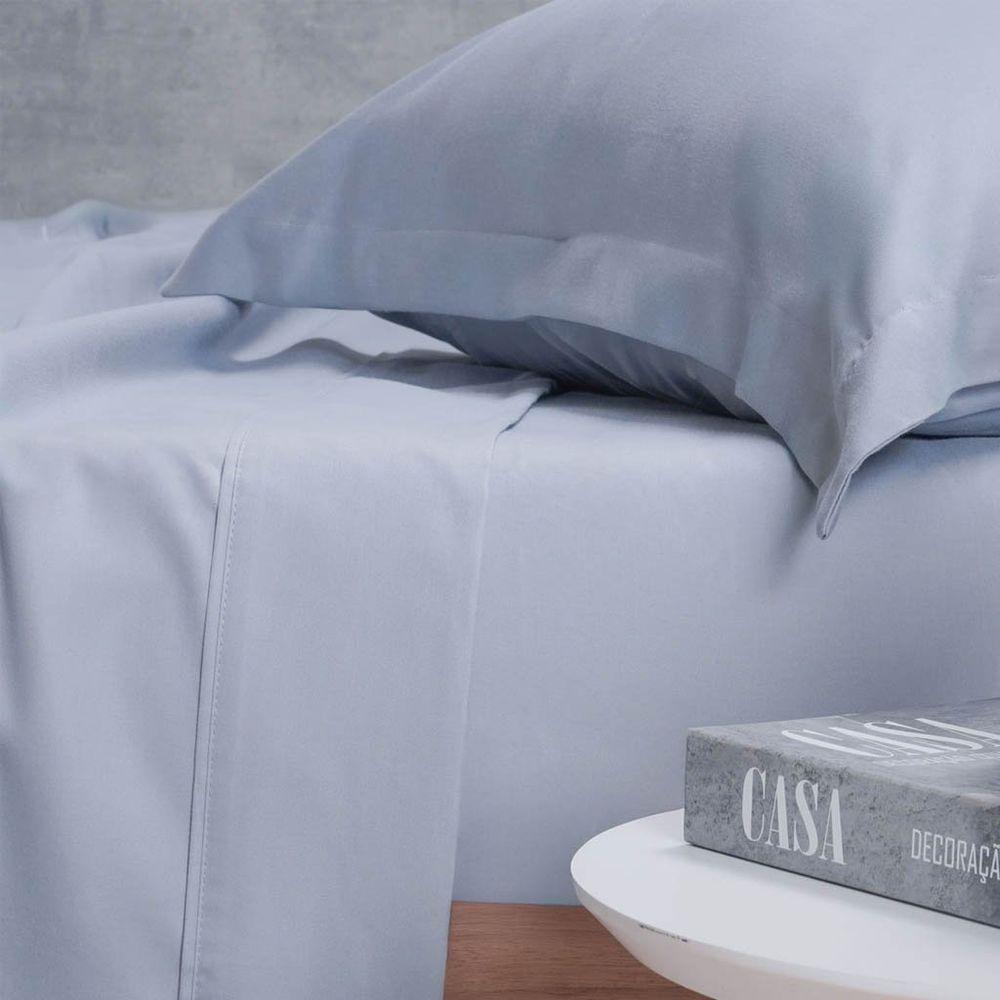 Jogo De Cama Casal 4 Pçs 1000 Fios Toque Acetinado Tessi Cinza - 4