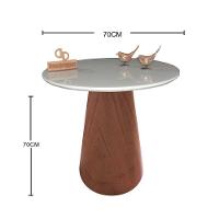Mesa De Canto Cone Amadeirado Com Tampo Vidro 70cm Off White 70cm - 2