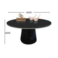 Mesa De Centro Com Vidro 80cm E Base Cone Laqueada Preto 35cm - 2