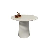 Mesa De Canto Cone Laqueado Com Tampo Vidro 50cm Off White 70cm - 1