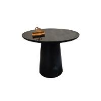 Mesa De Canto Cone Laqueado Com Tampo Vidro 70cm Preto 60cm - 1