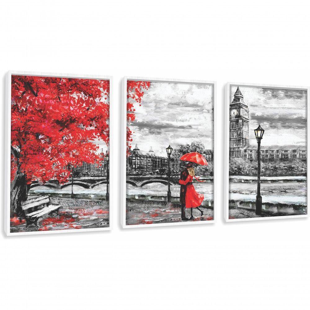Quadros Decorativos Pintura Casal De Londres Com Moldura Branco - 1
