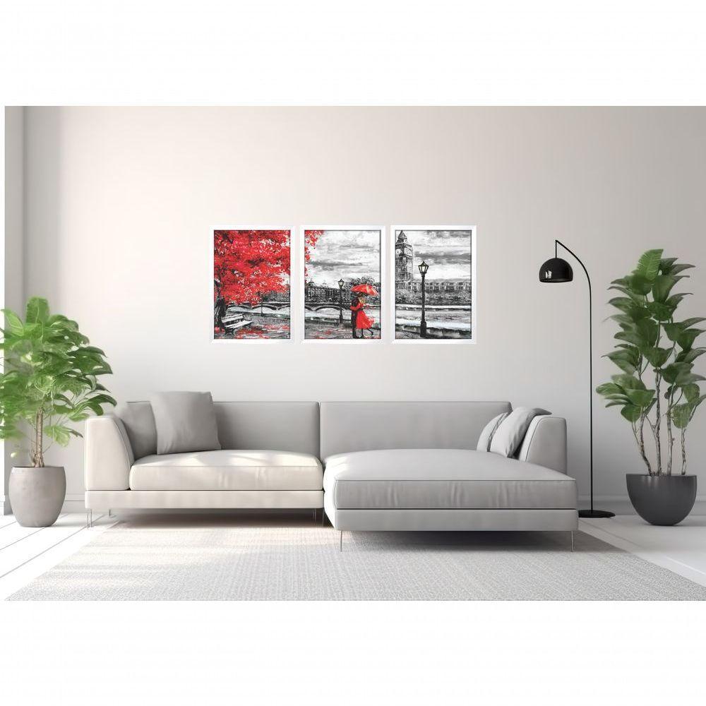 Quadros Decorativos Pintura Casal De Londres Com Moldura Branco - 2