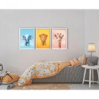 Quadro Decorativo Infantil Baby Animais Com Moldura Branco - 2