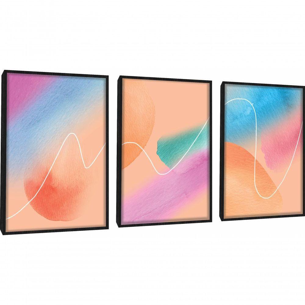 Quadros Decorativos Abstratos Modernos Aura Cosmic Com Moldura Preto - 1