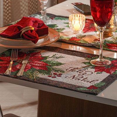 Jogo 8 Americanos Decorativos Natalino 33x48cm Flor De Natal