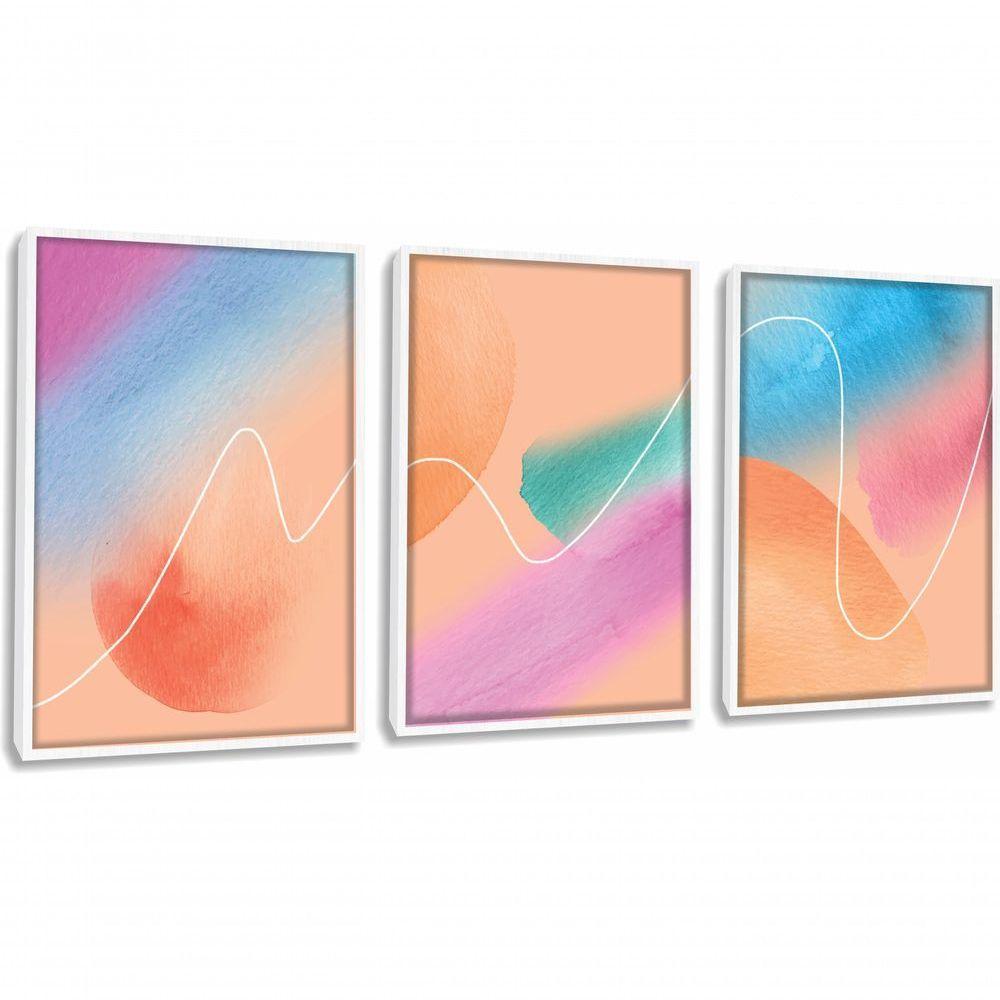 Quadros Decorativos Abstratos Modernos Aura Cosmic Com Moldura Branco - 1