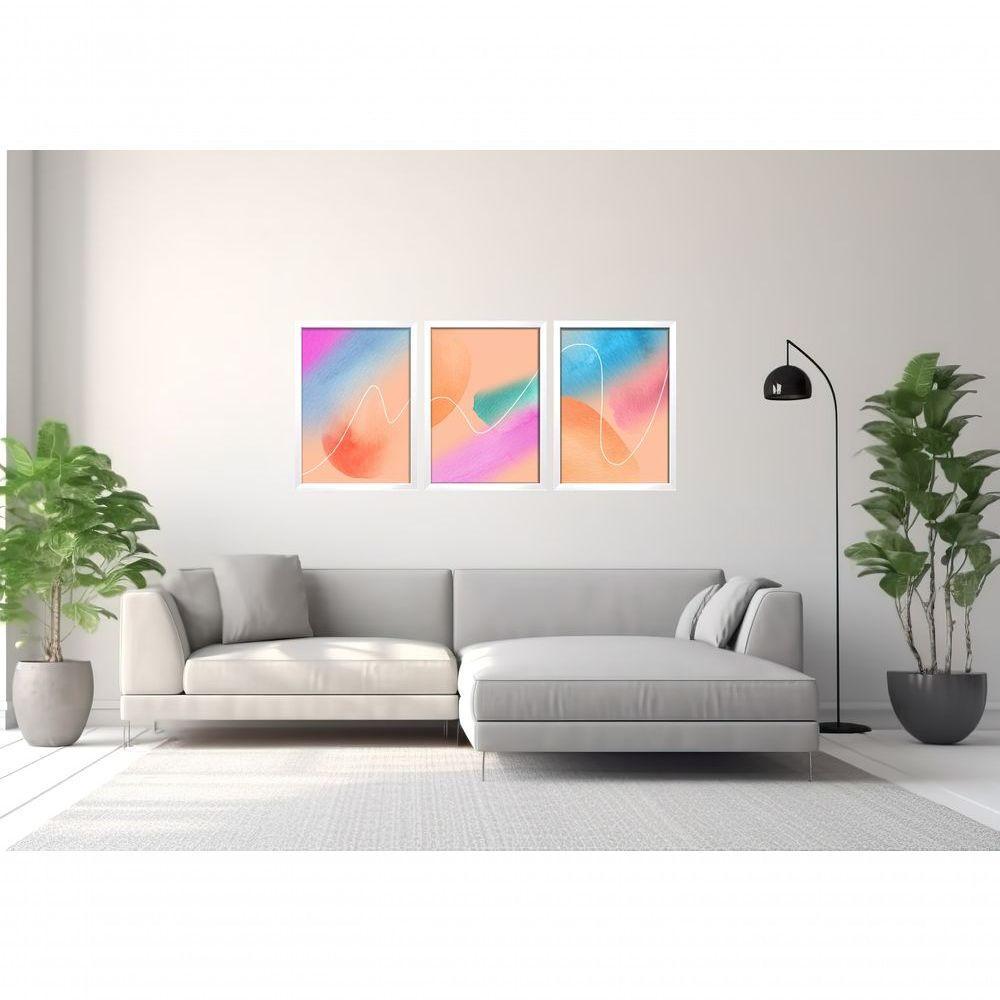 Quadros Decorativos Abstratos Modernos Aura Cosmic Com Moldura Branco - 3