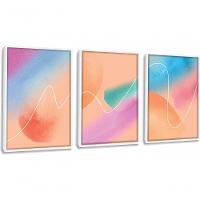 Quadros Decorativos Abstratos Modernos Aura Cosmic Com Moldura Branco - 1