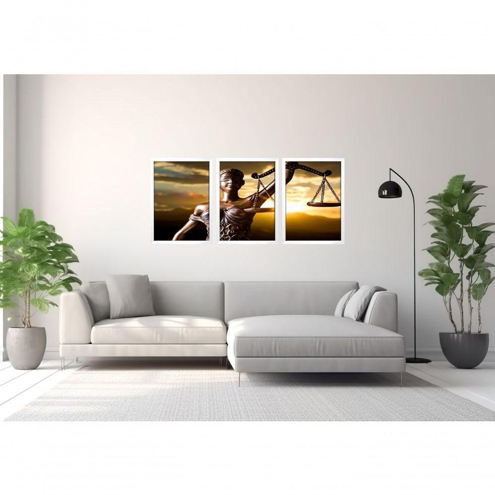 Quadros Decorativos Escritório De Advocacia Direito Deusa Com Moldura Branco - 2