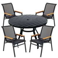 Jogo Conjunto Mesa 1,20m Ripada Para área Externa, Piscina, Jardim Preto - 1