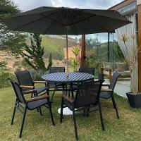 Jogo Conjunto Mesa 1,20m Ripada Para área Externa, Piscina, Jardim Preto - 2