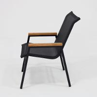 Kit 4 Cadeiras Alumínio + 1 Mesa Ripada ø120cm Com Guarda Sol Piscina Jardim Preto - 7