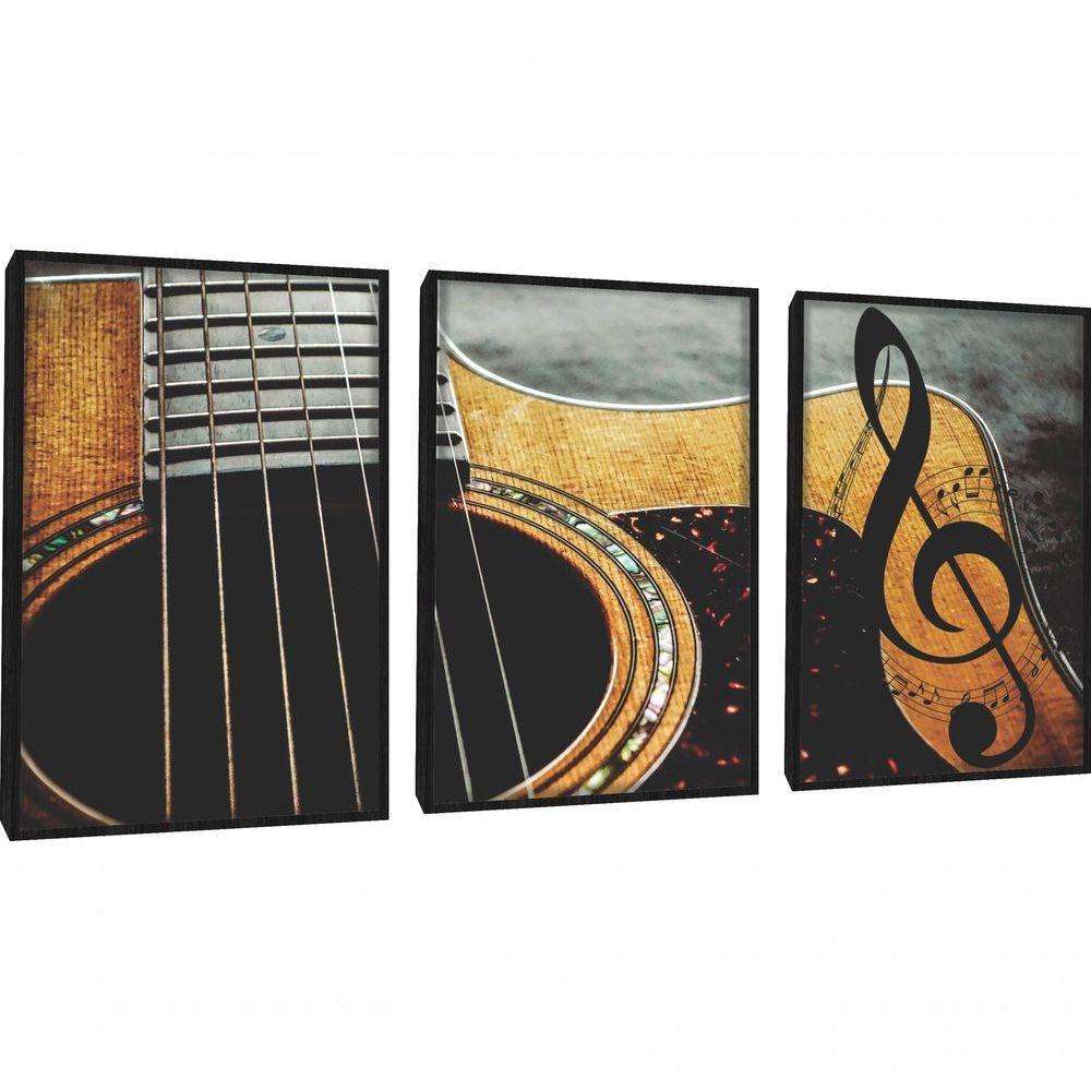 Quadro Decorativo Violão Com Moldura Preto - 1