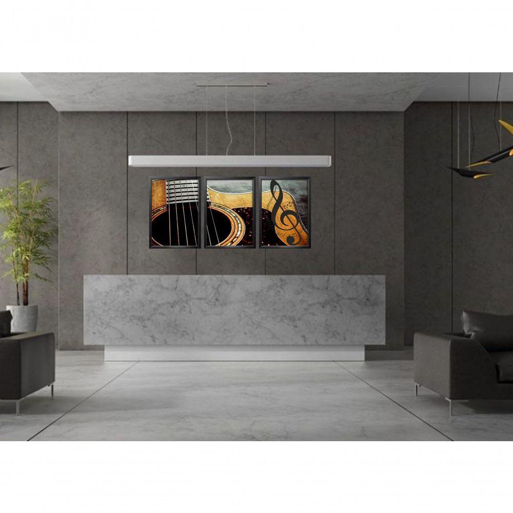 Quadro Decorativo Violão Com Moldura Preto - 2