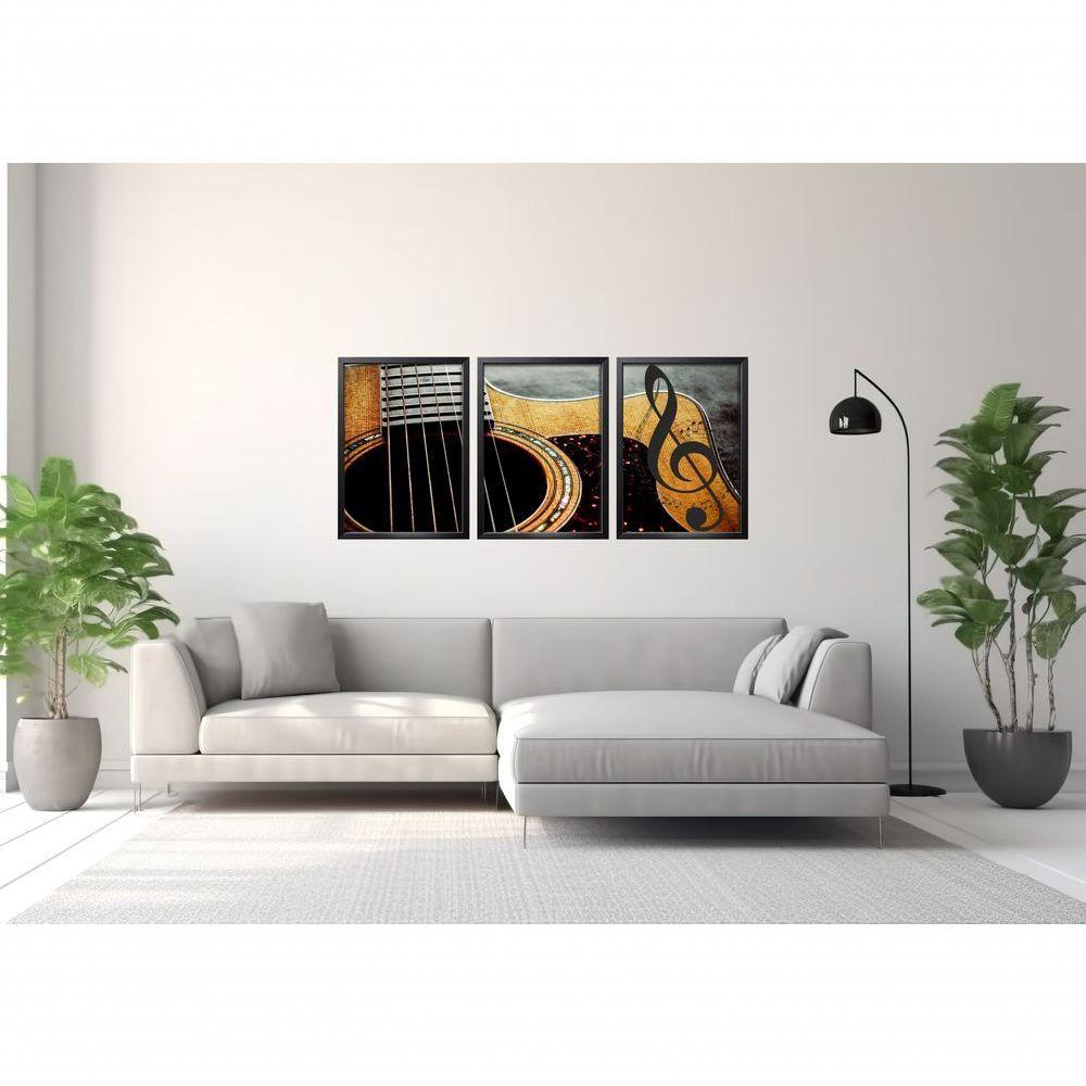 Quadro Decorativo Violão Com Moldura Preto - 3