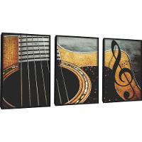 Quadro Decorativo Violão Com Moldura Preto - 1