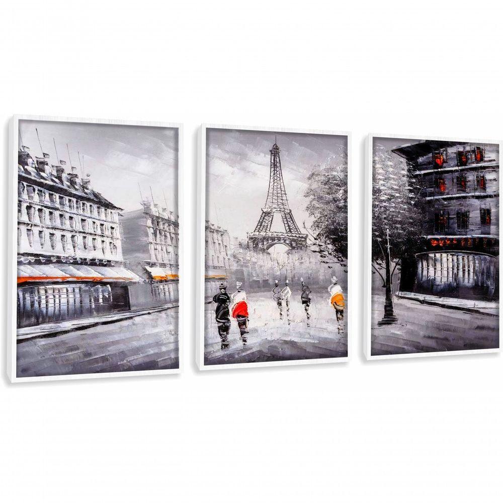 Quadro Decorativo Paris Retrô Com Moldura Branco - 1