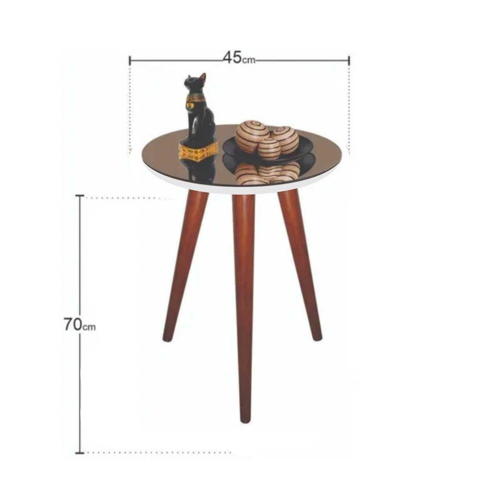 Mesa De Canto Pés Palito Amadeirado Tampo Espelho Bronze 45cm Branco - 2