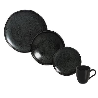 Aparelho de Jantar Daily Intense 16 Peças Cerâmica para Uso Diário Cinza e Preto Porto Brasil