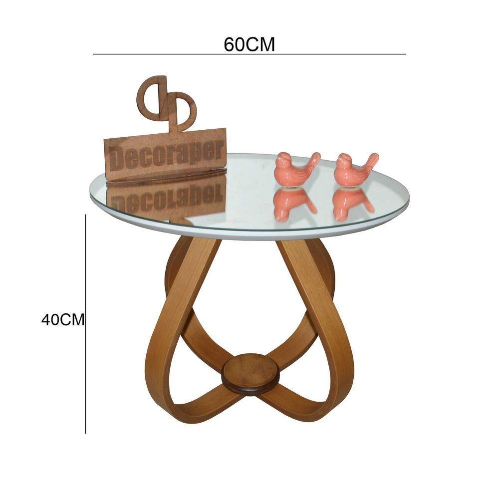 Mesa De Centro Cebola Com Espelho 60cm Branco 40cm - 2