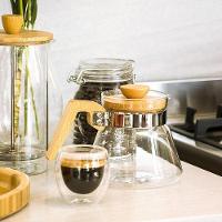 Balzac Cafeteira 12X18X18Cm 600Ml Borosilicato Transp Tampa Madeira - 2