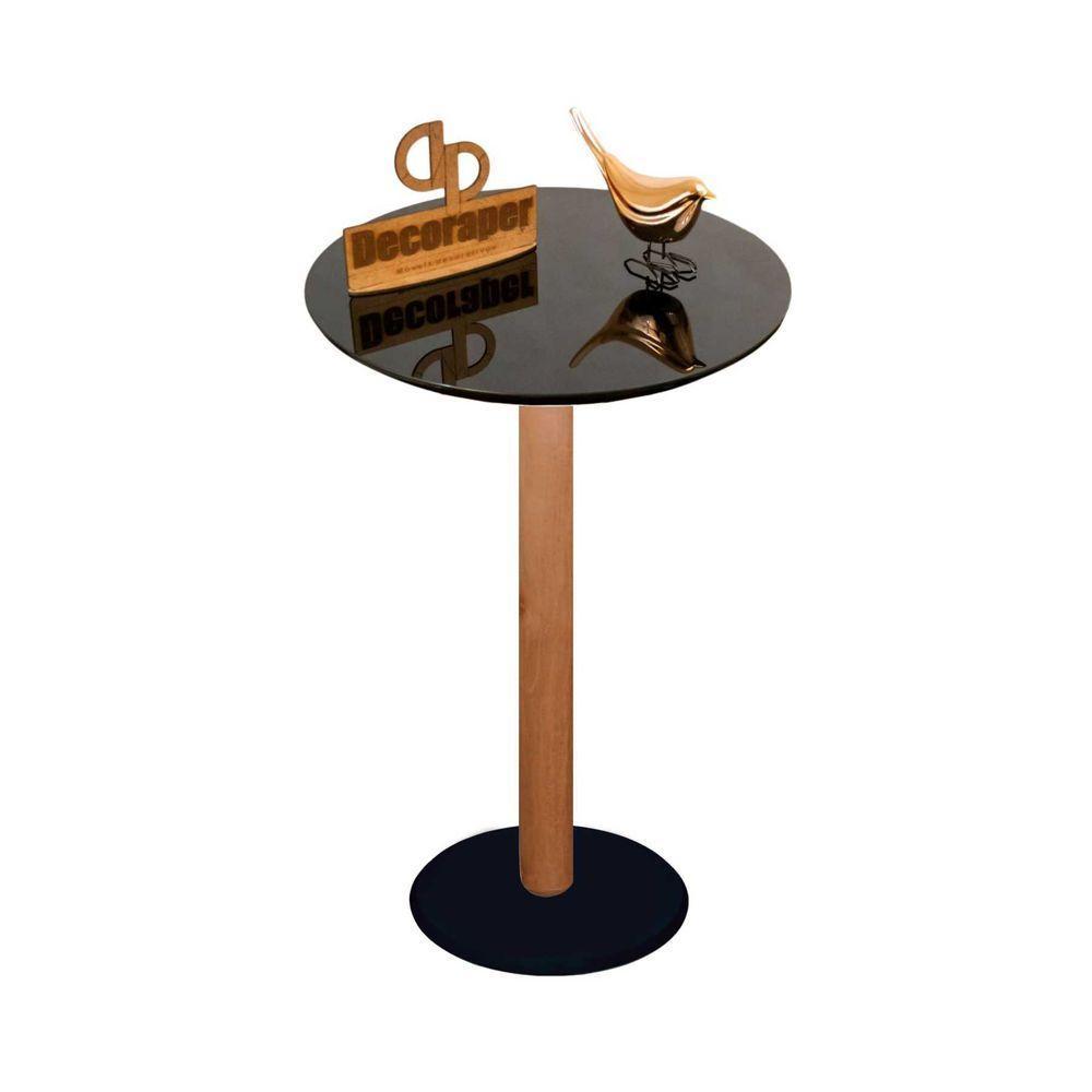 Mesa De Canto Monopé Com Vidro 45cm Preto 70cm - 1