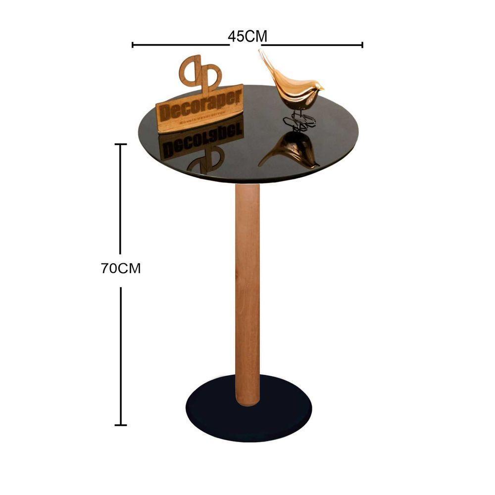 Mesa De Canto Monopé Com Vidro 45cm Preto 70cm - 2