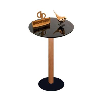 Mesa De Canto Monopé Com Vidro 45cm Preto 70cm